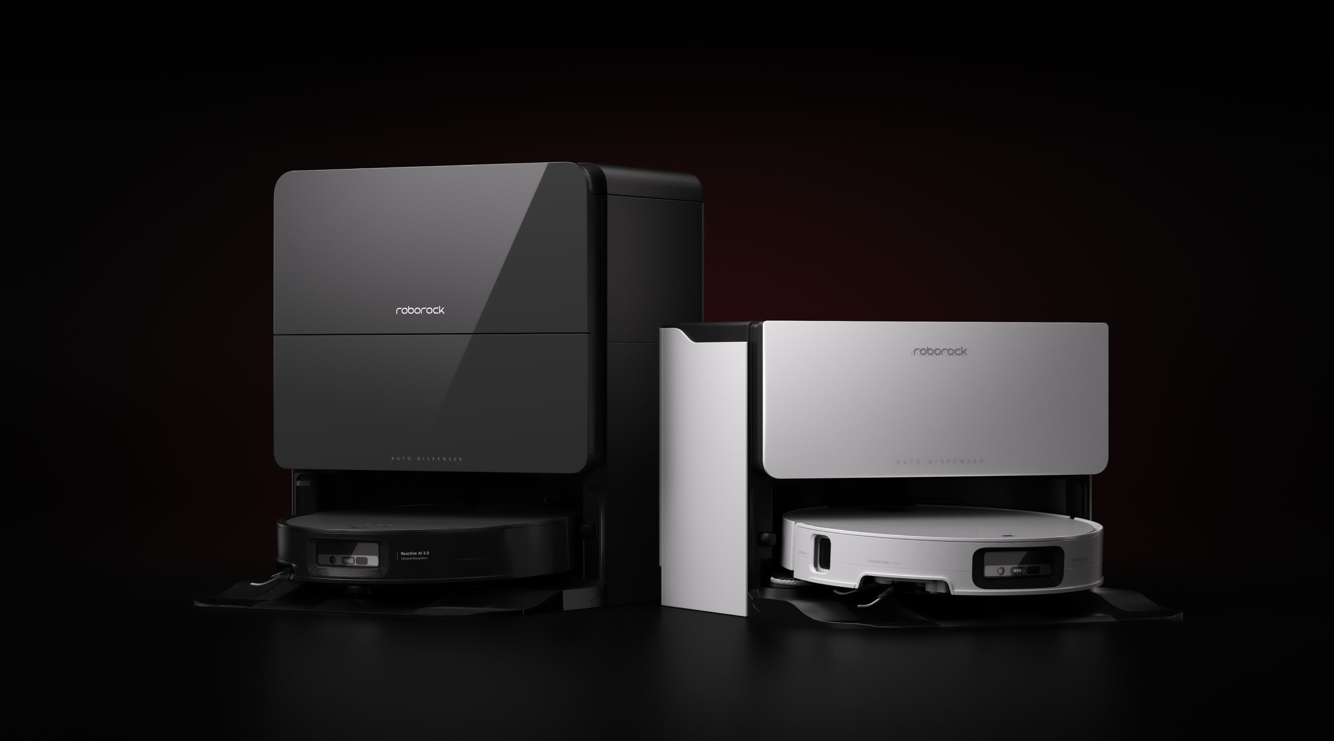 Roborock Saros 10 and Saros 10 with Refill and Drainage System shown side by side.